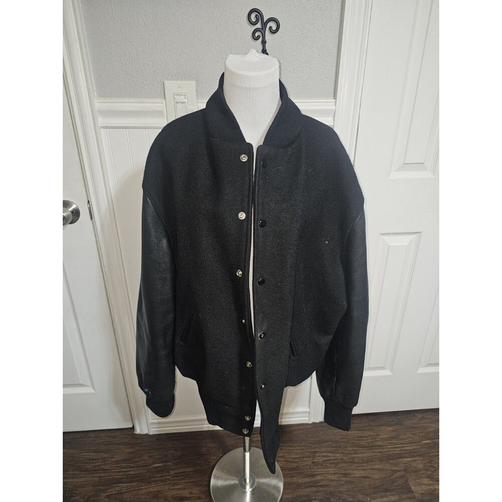 Vintage Skookum Adesa Wool Leather Letterman Varsity Jacket Size 54 Made in USA